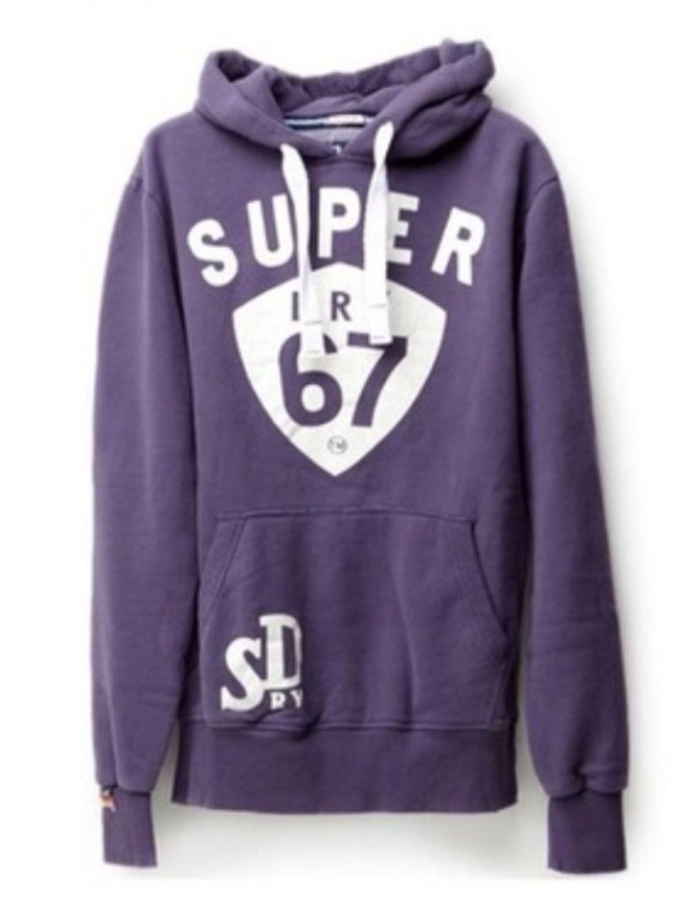 Super Dry Purple Hooded Pullover Sweatshirt with White Graphic